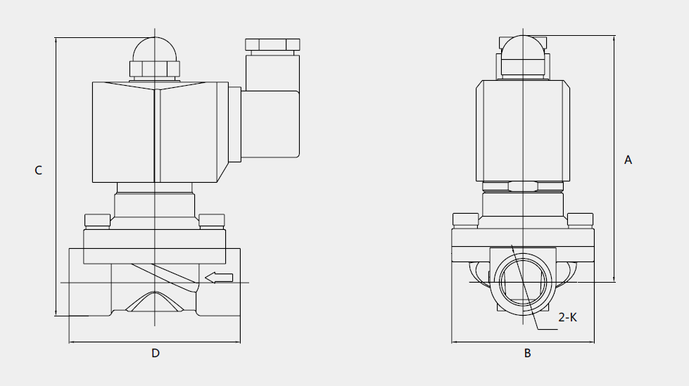 2W系列40mm大口徑直動式內螺紋二位二通電磁閥結構尺寸圖